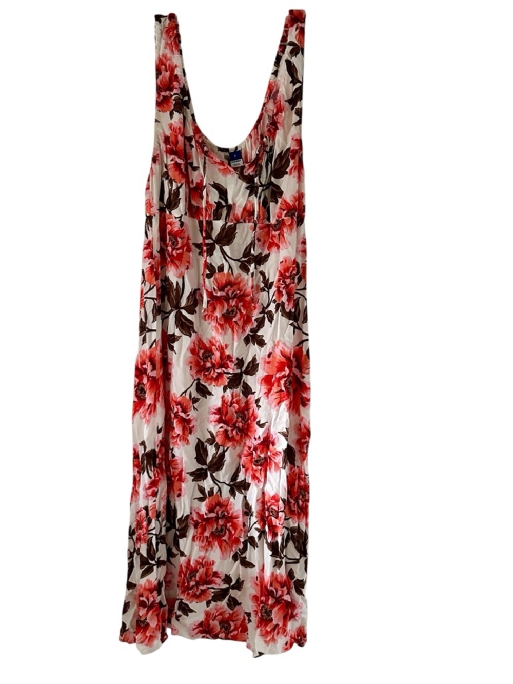 Old Navy Midi Sundress Scoop Neck Women’s Floral Maxi Dress in White and Red